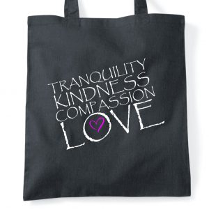 Inspirational quote and Buddha inspired tote bag