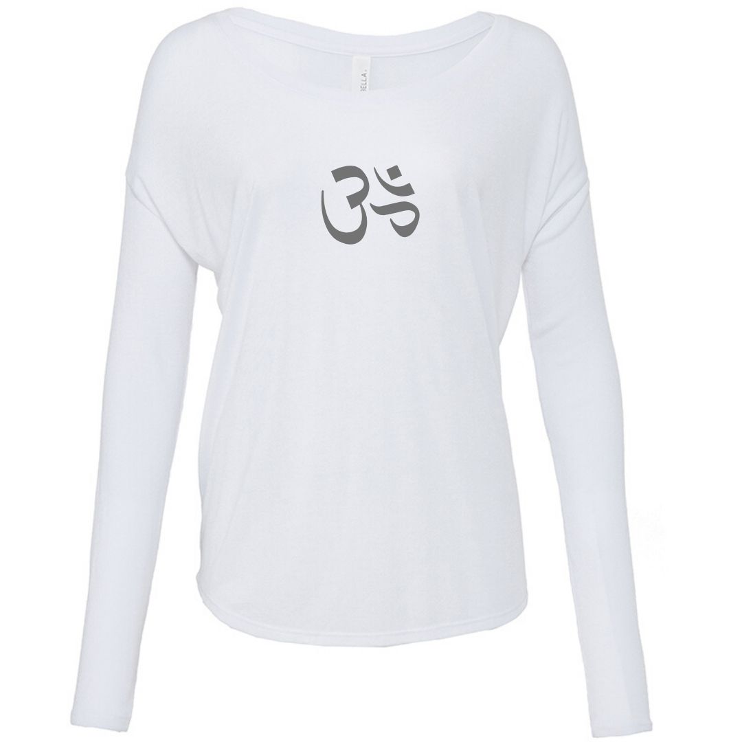 Long sleeve Om tshirt white