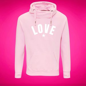 cross neck love hoodie